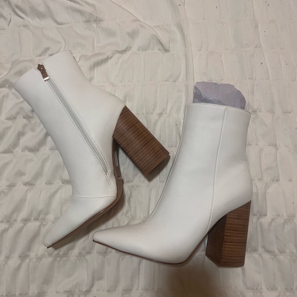 Princess Polly White Heeled Boots